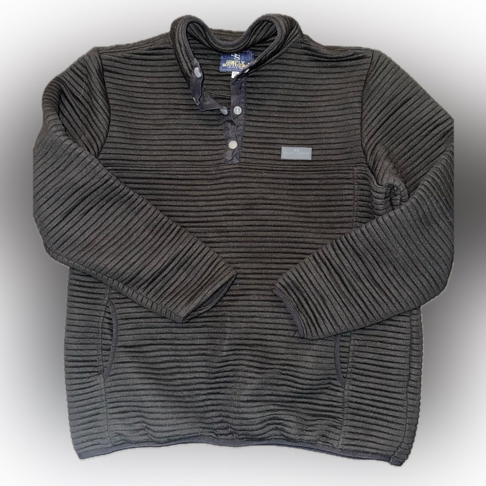 Simply Southern Women’s XXL Black Quarter Snap Up Sweater Pullover w/ Pockets